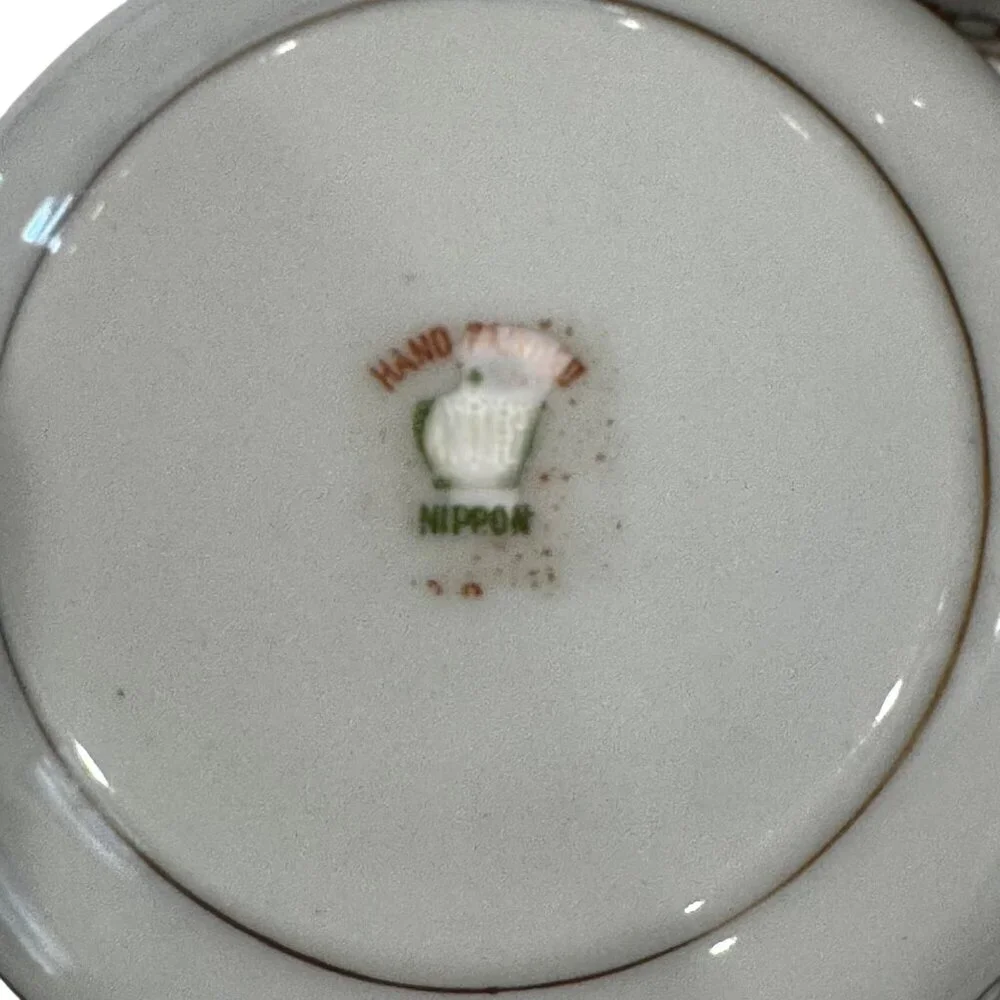 Nippon Hand Painted Porcelain Bowls & Demitasse Cup Floral w/ Gold Trim Antique - Picture 8 of 8